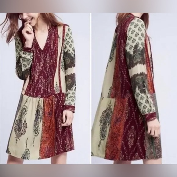 Anthropologie Tiny Bohemian Patchwork Long Sleeve Dress - Multicolor - Picture 2 of 5